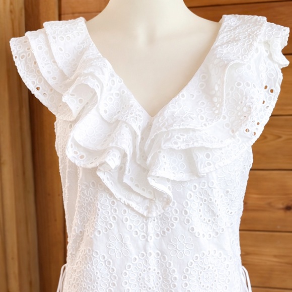 NWT LILY PULITZER White Eyelet Ruffle romper mini dress - size 6 - Picture 2 of 8
